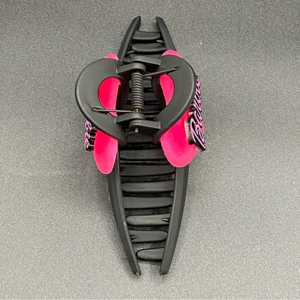 Barbie Black Matte and Hot Pink 5in Hair Claw Clip- NWOT